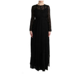 Dolce & Gabbana Black Floral Lace Sheath Silk Dress SIG60585-1