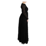 Dolce & Gabbana Black Floral Lace Sheath Silk Dress SIG60585-1