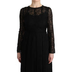 Dolce & Gabbana Black Floral Lace Sheath Silk Dress SIG60585-1