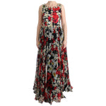 Dolce & Gabbana Multicolor Silk Floral Crystal Long Maxi Dress SIG60643-1