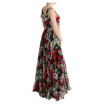 Dolce & Gabbana Multicolor Silk Floral Crystal Long Maxi Dress SIG60643-1