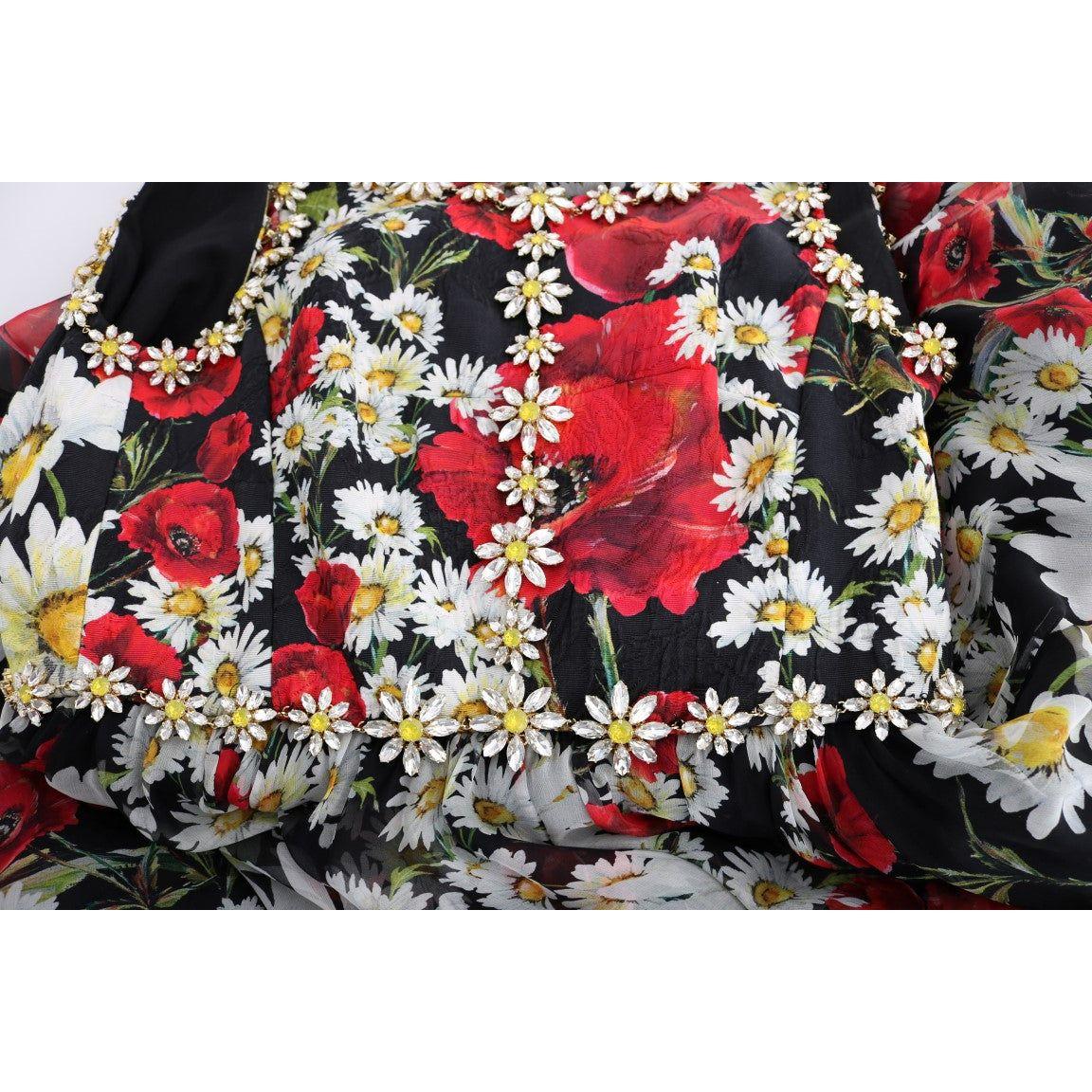 Dolce & Gabbana Multicolor Silk Floral Crystal Long Maxi Dress SIG60643-1