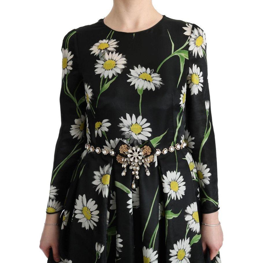 Dolce & Gabbana Multicolor Silk Sunflower Print Long Maxi Dress SIG60646-3