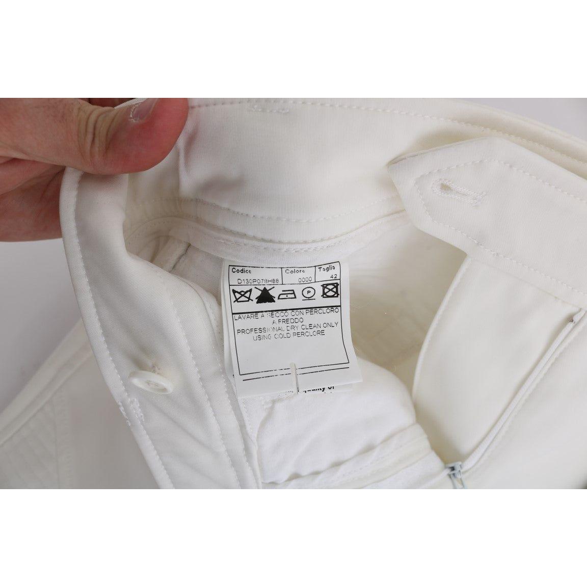 时尚白色修身棉质长裤