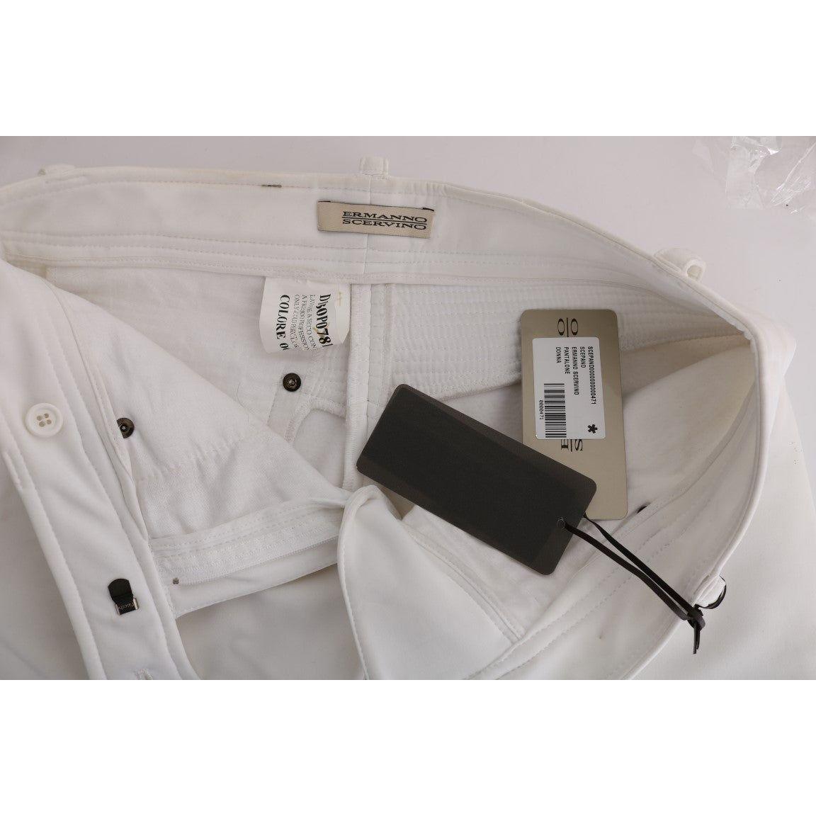 时尚白色修身棉质长裤