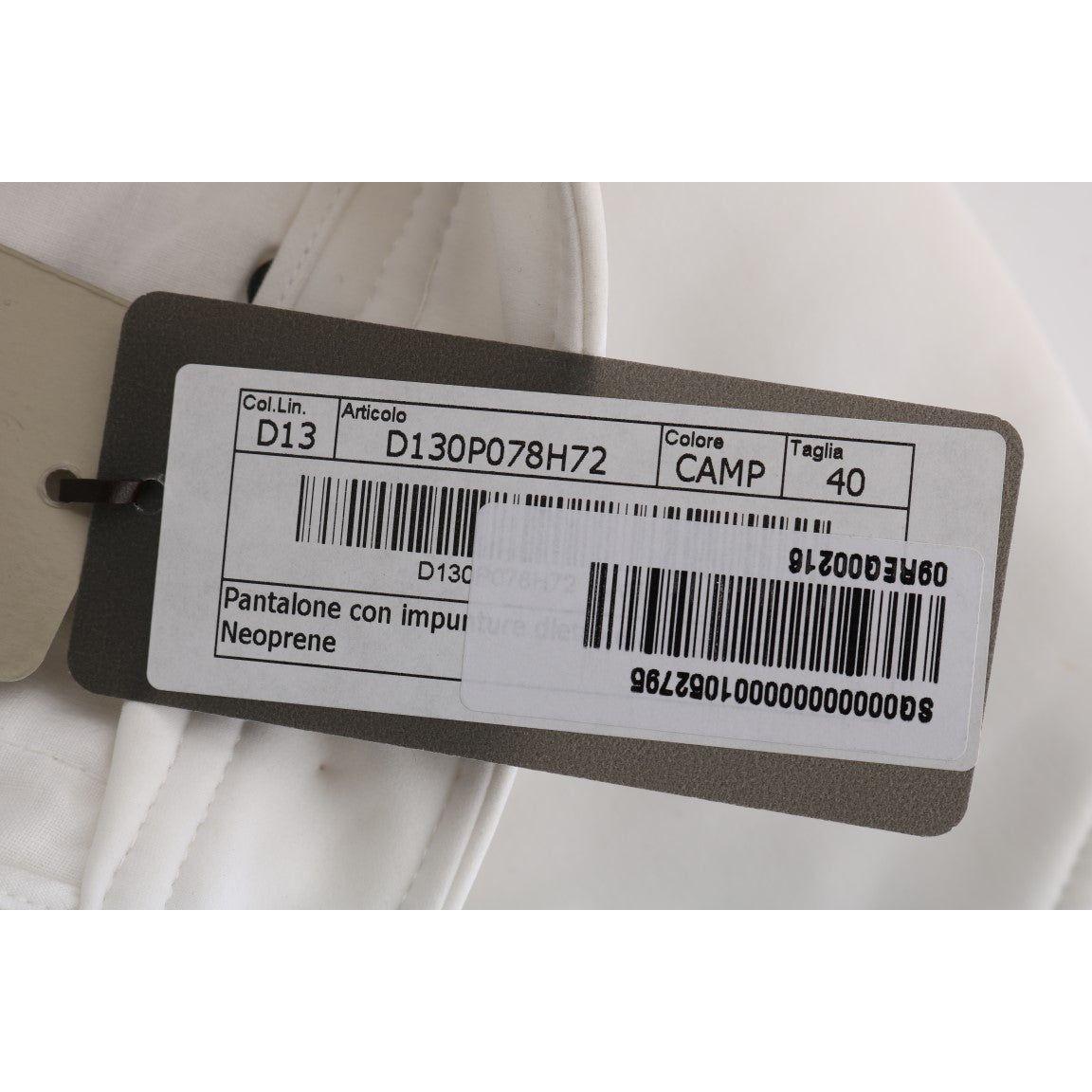 时尚白色修身棉质长裤