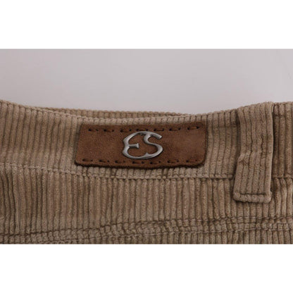Ermanno Scervino Beige Cotton Velvet Regular Fit Pants Jeans & Pants