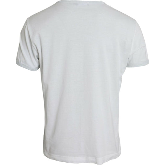 Dolce & Gabbana White Cotton Round Neck Short Sleeve T-shirt Dolce & Gabbana Light Gray