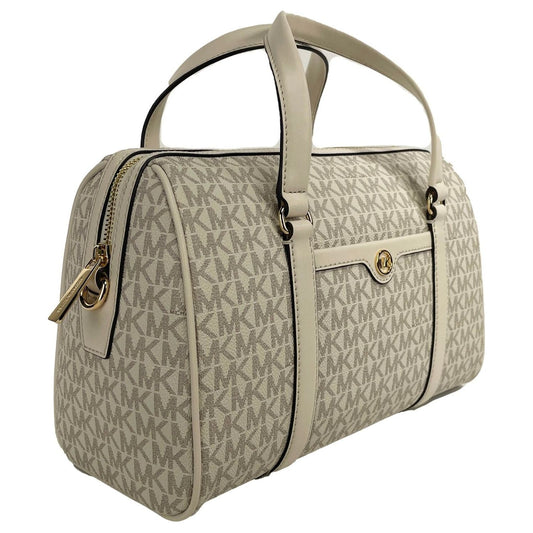 Michael Kors Travel Medium Duffle Satchel Crossbody Bag Purse Cream Michael Kors Rosy Brown