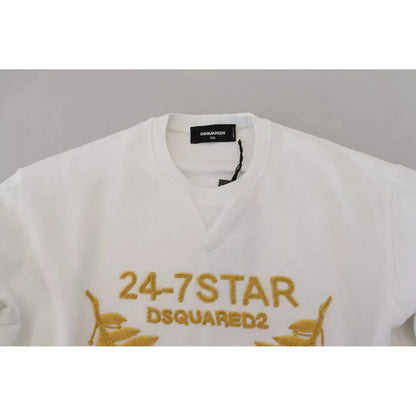 Dsquared² White Embroidered Crewneck Sweatshirt Sweater