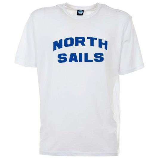 North Sails Elegant White Cotton Tee with Bold Blue Logo North Sails Lavender