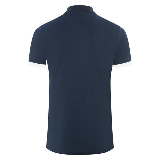 Aquascutum Elegant Cotton Polo with Contrast Logo Emblem Aquascutum Dark Slate Gray
