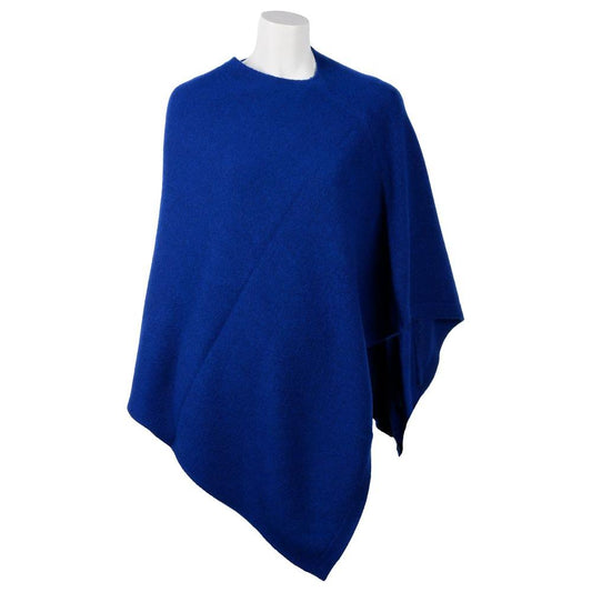Emilio Romanelli Elegant Cashmere V-Neck Poncho in Blue Emilio Romanelli Midnight Blue