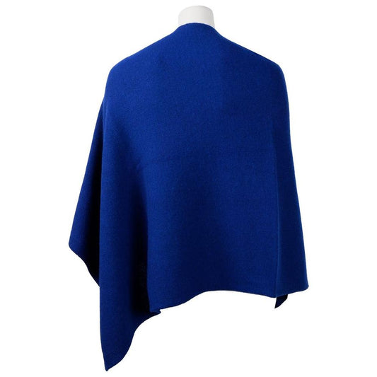 Emilio Romanelli Elegant Cashmere V-Neck Poncho in Blue Emilio Romanelli Midnight Blue