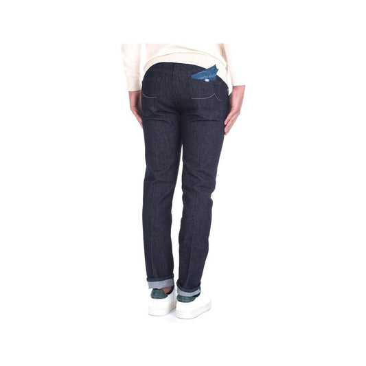 Jacob Cohen Sleek Slim Fit Designer Jeans with Leather Detail