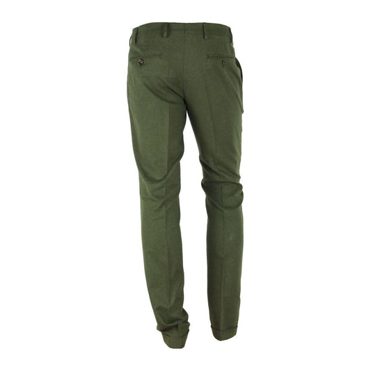Made in Italy Elegant Winter Cotton Pants Made in Italy Dark Olive Green