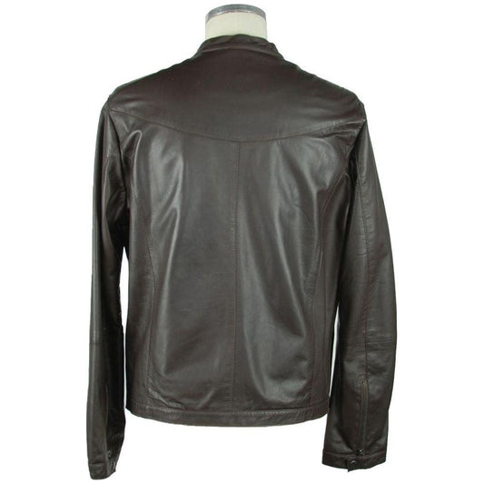 Emilio Romanelli Elegant Leather Jacket Emilio Romanelli Dark Slate Gray