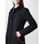 Love Moschino Elegant Black Wool Coat with Silver Chain Detail LO-10251-IT42|M