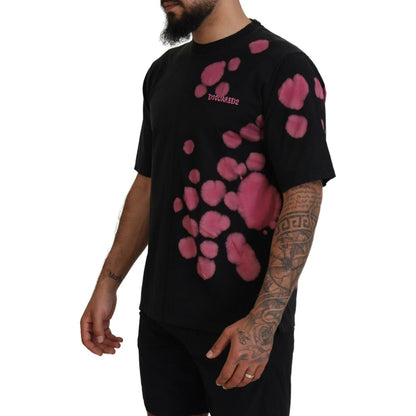 Dsquared² Black Pink Cotton Short Sleeves Crewneck T-shirt