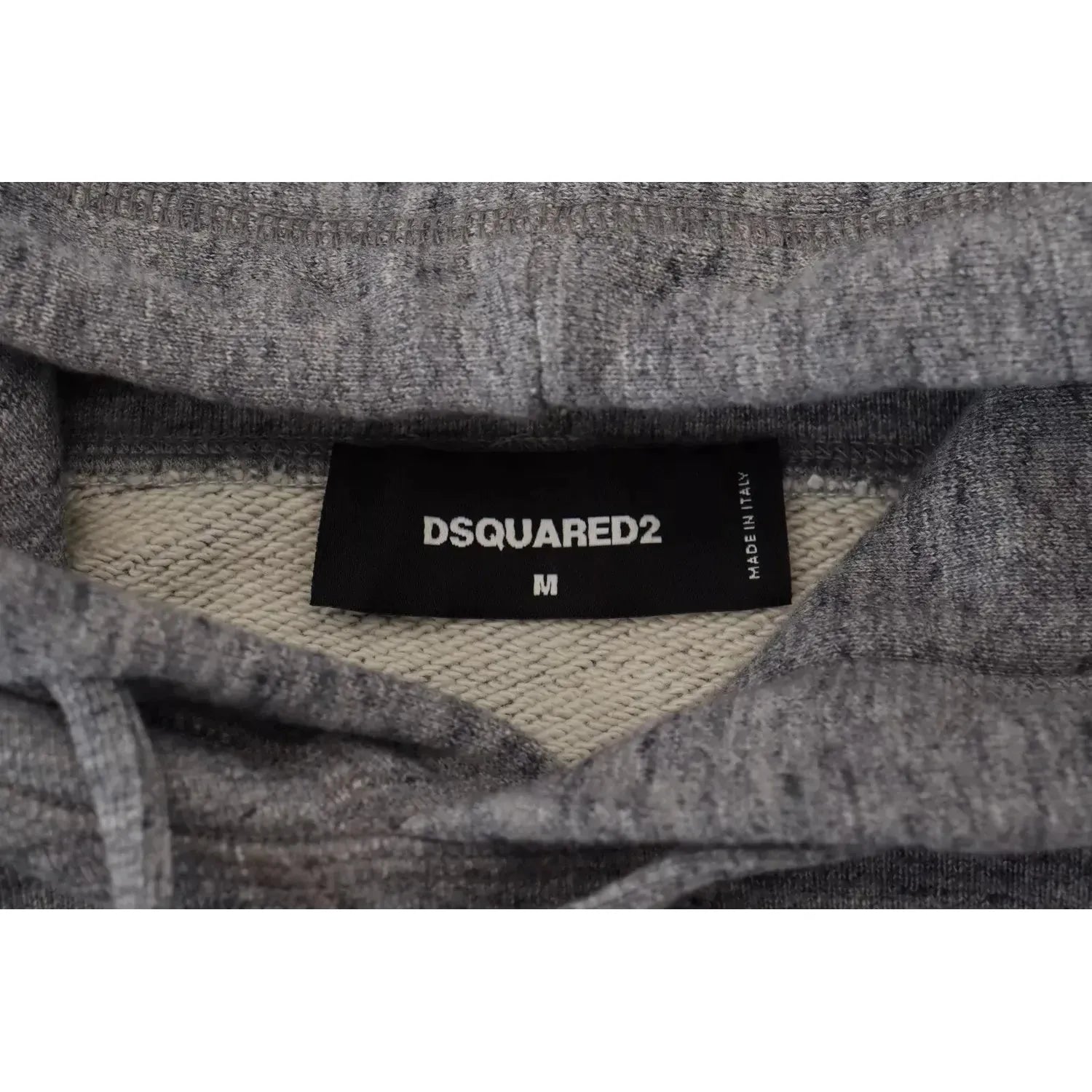 سترة رجالية من القطن الرمادي بغطاء رأس وطبعة شعار من Dsquared²