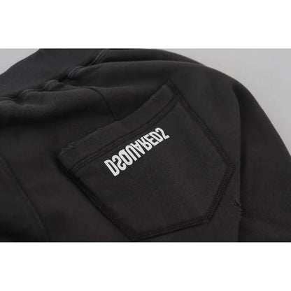 Dsquared² Black Cotton Mid Waist Tattered Tapered Shorts