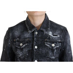 Dsquared² Gray Washed Cotton Distressed Denim Jacket JKT3514-38