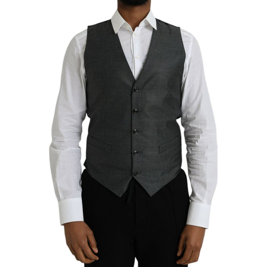 Dolce & Gabbana Gray Wool Formal Dress Waistcoat Vest Dolce & Gabbana Gray