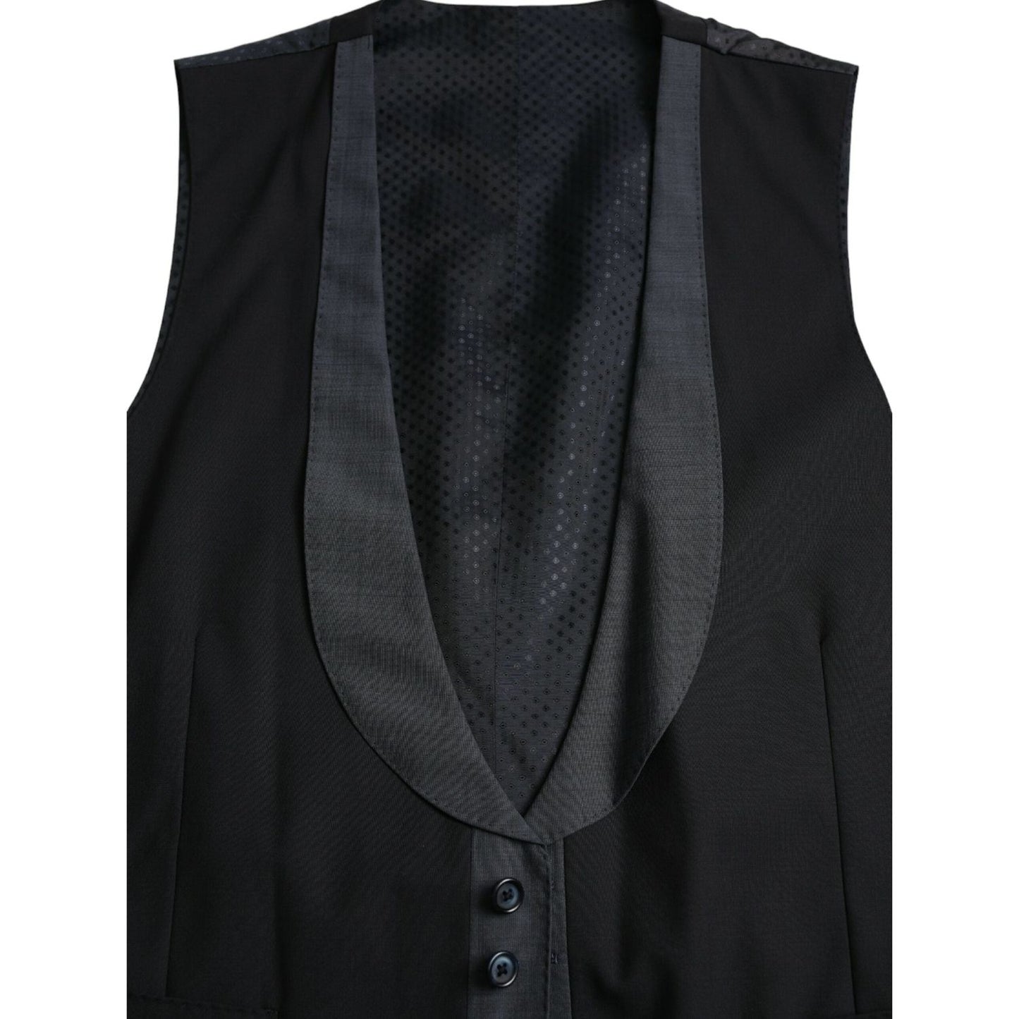 Dolce & Gabbana Black Wool Waistcoat Dress Formal Vest