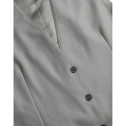 Dolce & Gabbana Light Gray Wool Formal Dress Waistcoat Vest