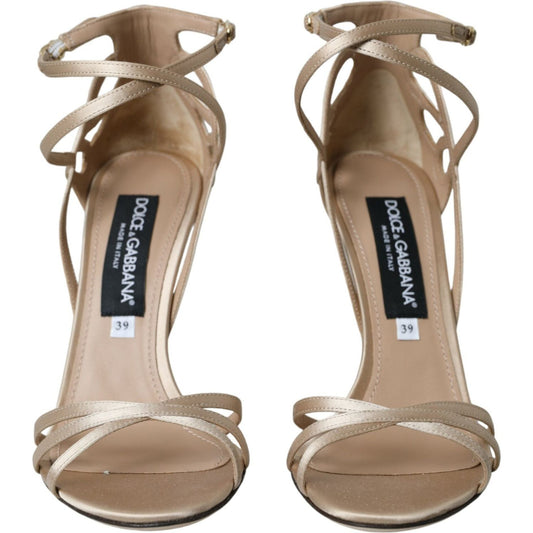 Dolce & Gabbana Beige Leather Strappy Heels Sandals Shoes LA10761-39