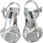 Dolce & Gabbana Silver Lambskin Leather Heels Sandals Shoes LA10793-36