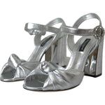 Dolce & Gabbana Silver Lambskin Leather Heels Sandals Shoes LA10793-36
