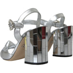 Dolce & Gabbana Silver Lambskin Leather Heels Sandals Shoes LA10793-36