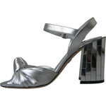 Dolce & Gabbana Silver Lambskin Leather Heels Sandals Shoes LA10793-36