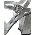 Dolce & Gabbana Silver Lambskin Leather Heels Sandals Shoes LA10793-36