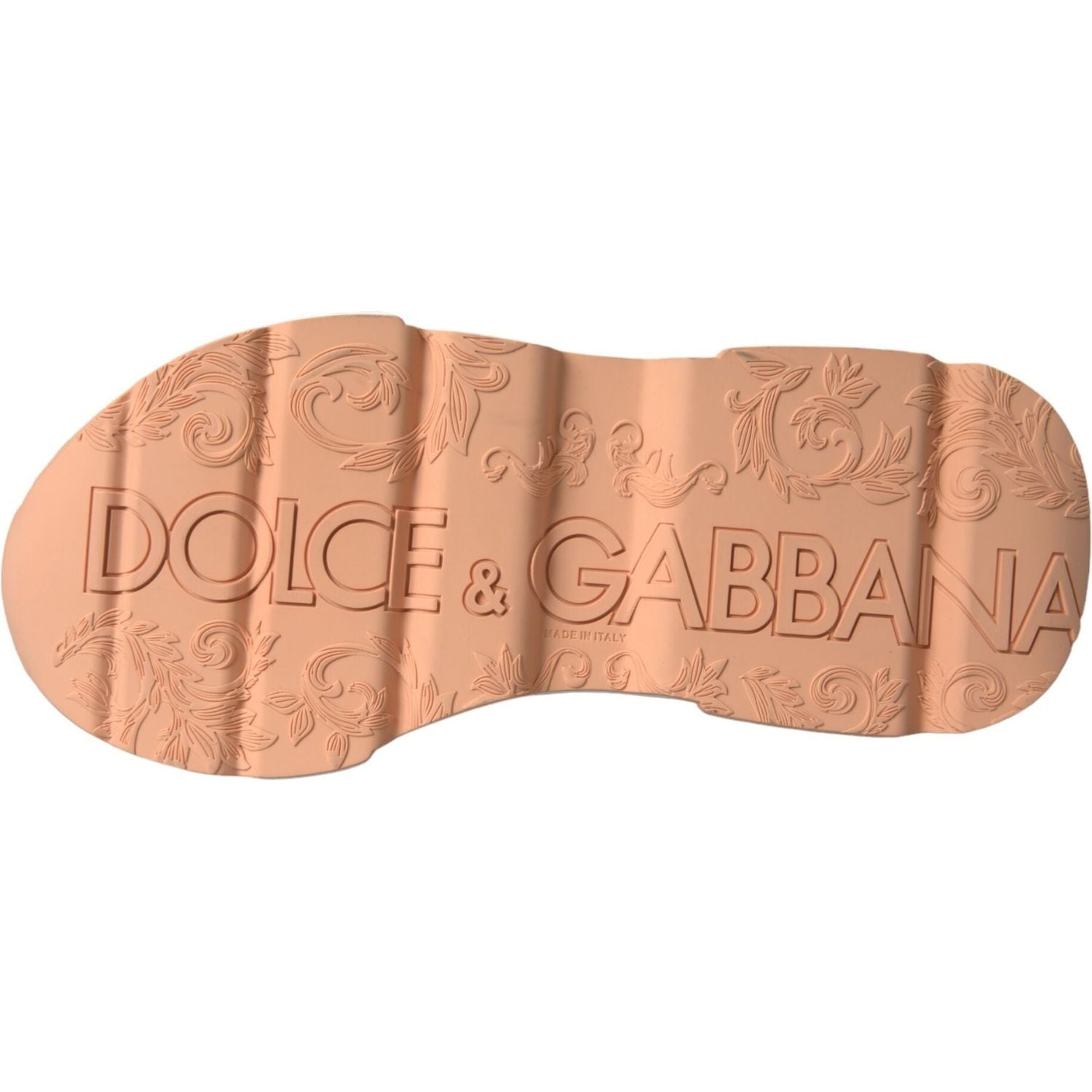 حذاء رياضي جلدي من دولتشي آند غابانا باللون الأبيض الخوخي DAYMASTER