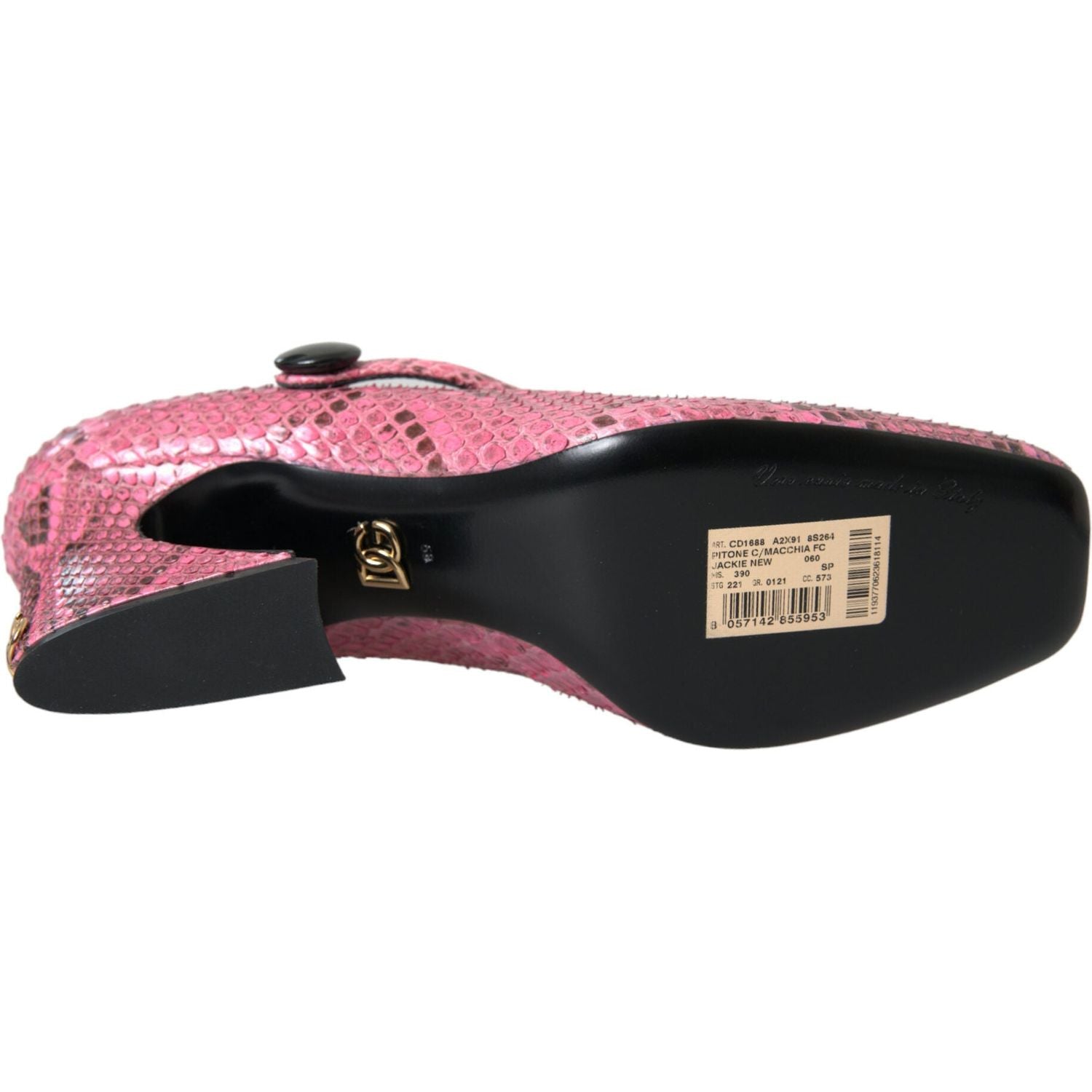 粉色蟒蛇皮玛丽珍高跟鞋