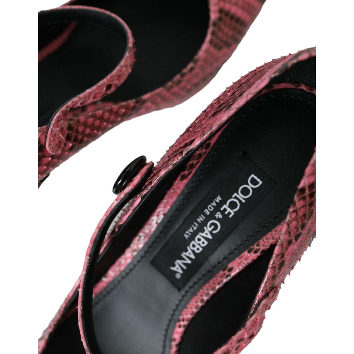 粉色蟒蛇皮玛丽珍高跟鞋