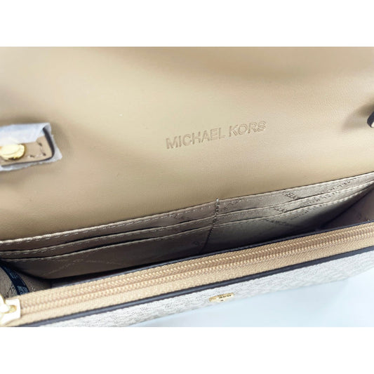 Michael Kors Jet Set Travel Pale Gold Small Flap Clutch Crossbody Bag Michael Kors Gray