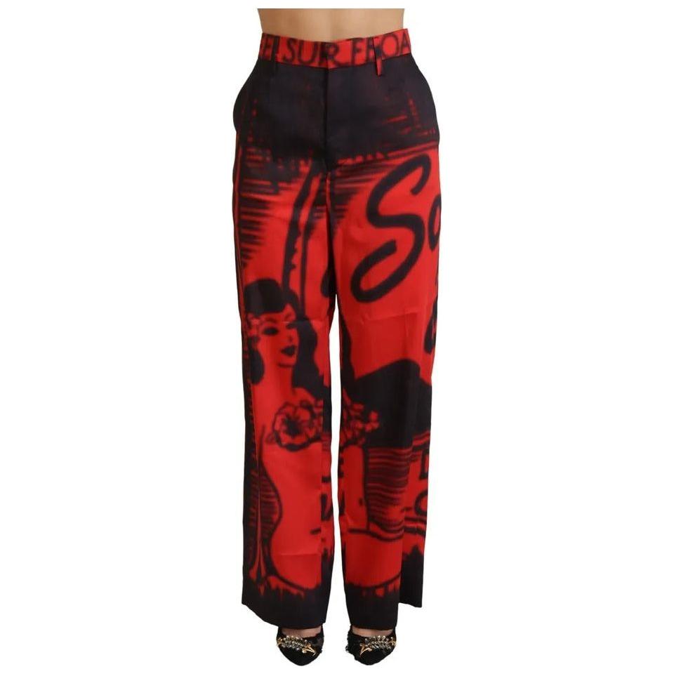 بنطلون مستقيم بخصر مرتفع مطبوع باللون الأحمر من Dsquared²