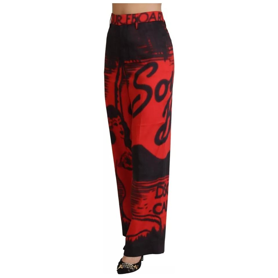بنطلون مستقيم بخصر مرتفع مطبوع باللون الأحمر من Dsquared²