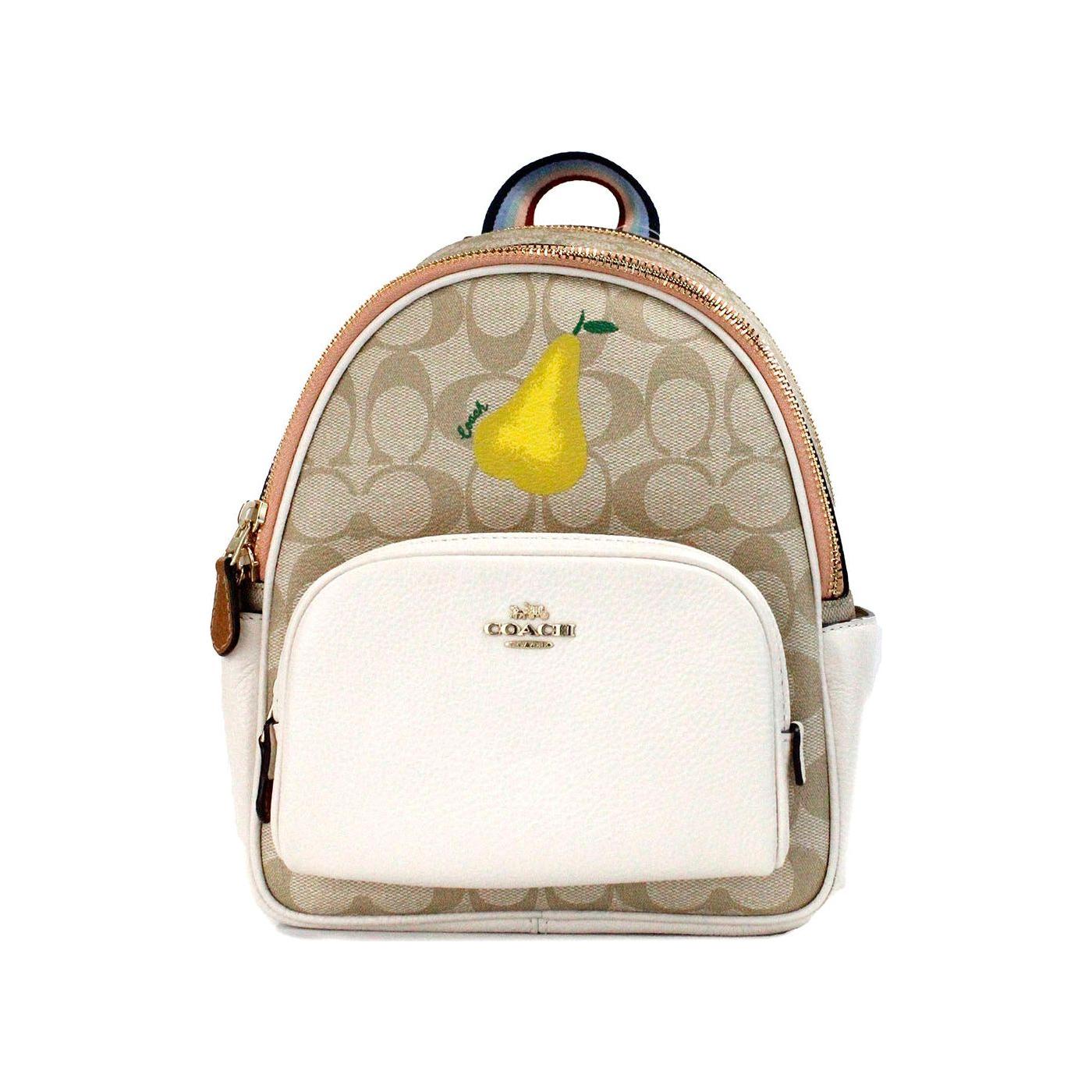 حقيبة ظهر وحقيبة كتب من COACH Mini Court Signature Pear Motif Chalk Taffy