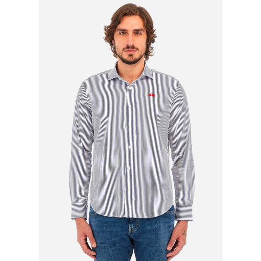 La Martina White Cotton Shirt La Martina Dark Slate Gray