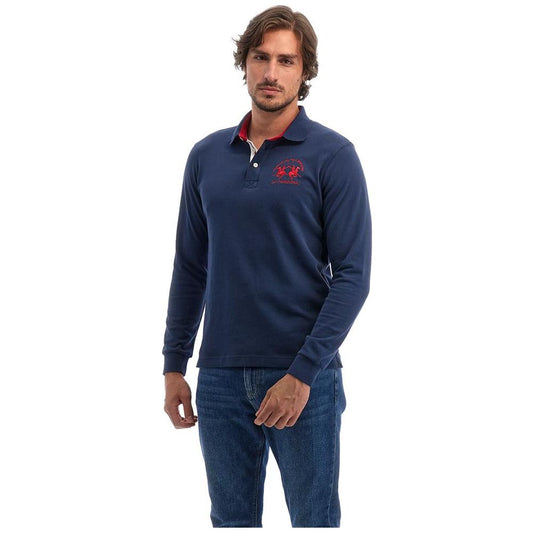 La Martina Blue Cotton Polo Shirt La Martina Dark Slate Gray
