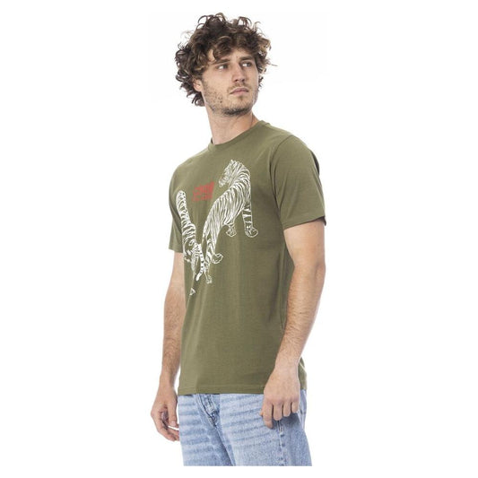 Cavalli Class Green Cotton Men T-Shirt Cavalli Class Dim Gray