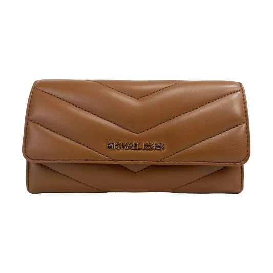 Michael Kors Jet Set Travel Large Quilted Leather Trifold Wallet Brown Michael Kors Sienna