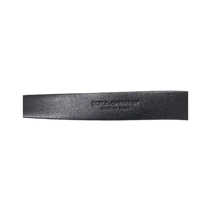 Dolce & Gabbana Black Leather Silver Metal Buckle Men Belt