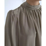 Dolce & Gabbana Gray Mock Neck Long Sleeves Top Blouse Dolce & Gabbana Dim Gray