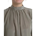 Dolce & Gabbana Gray Mock Neck Long Sleeves Top Blouse Dolce & Gabbana Dim Gray