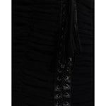 Dolce & Gabbana Black Cold Shoulder Stretch Tulle Midi Dress